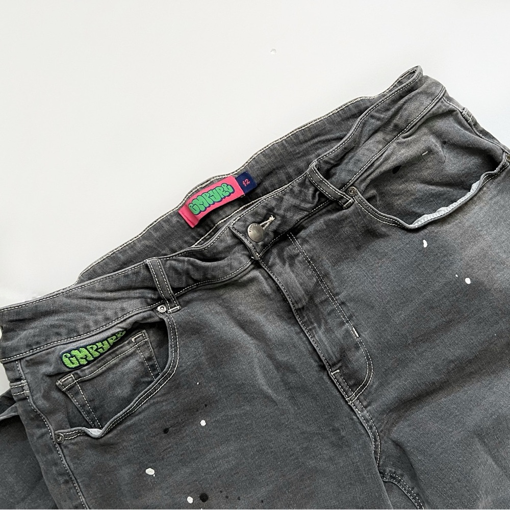Woman’s grey denim jeans